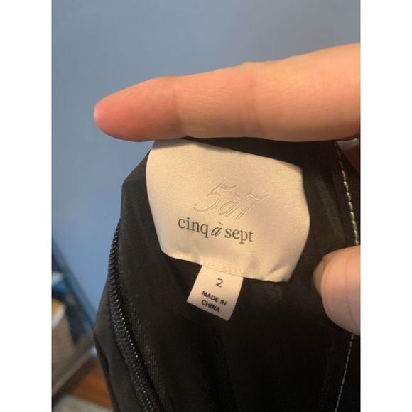 Cinq a Sept Black Topstictched Ruffle Mini Dress, size 2 - Picture 4 of 5